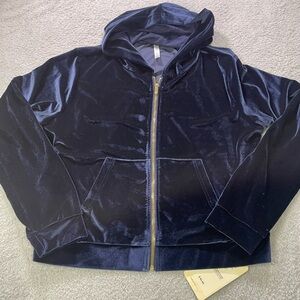 New Fabletics Donna Velour Full-zip Hoodie Navy Women’s Large